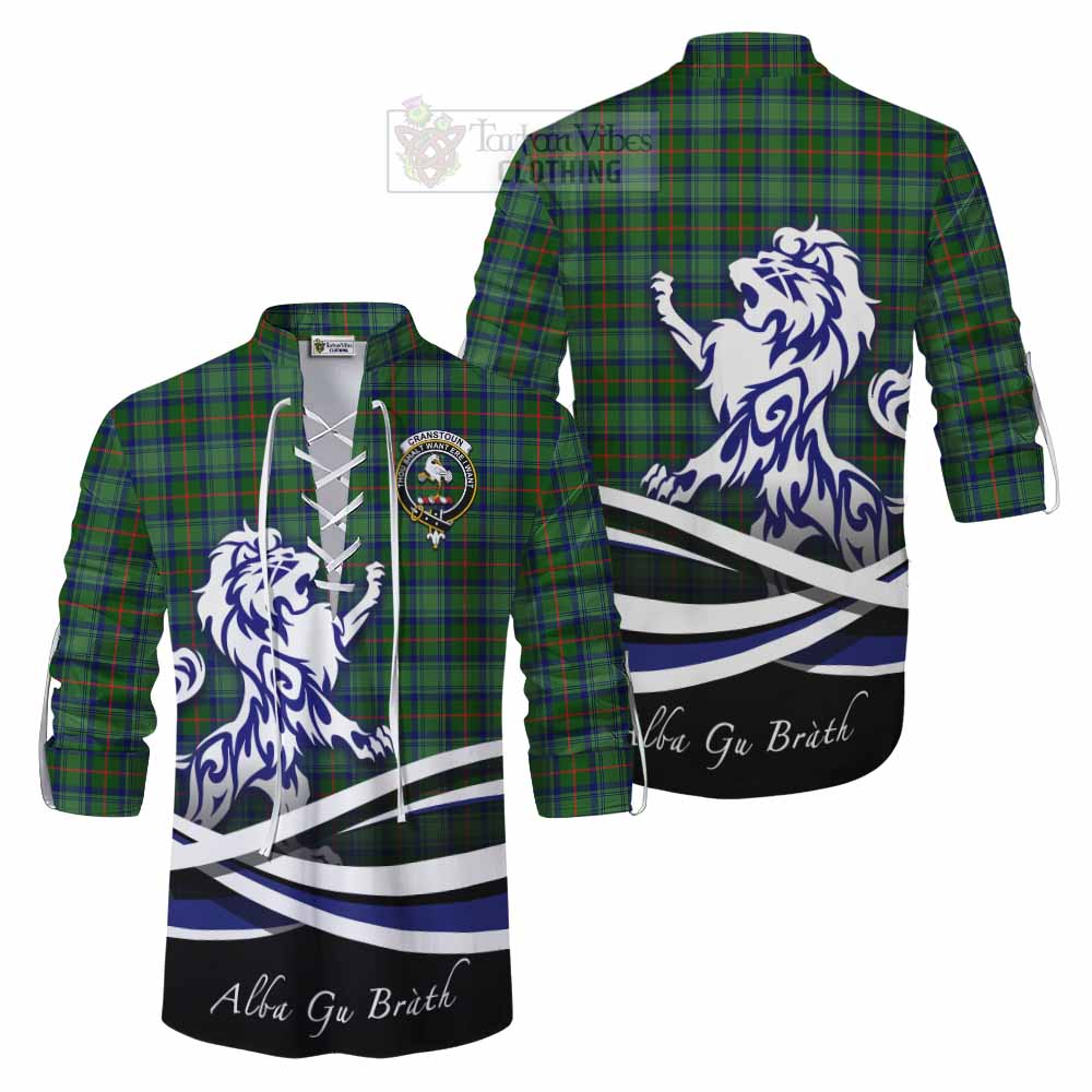 Tartan Vibes Clothing Cranstoun (Cranston) Tartan Ghillie Kilt Shirt with Alba Gu Brath Regal Lion Emblem