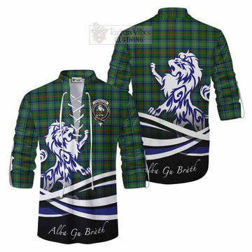 Cranstoun (Cranston) Tartan Ghillie Kilt Shirt with Alba Gu Brath Regal Lion Emblem