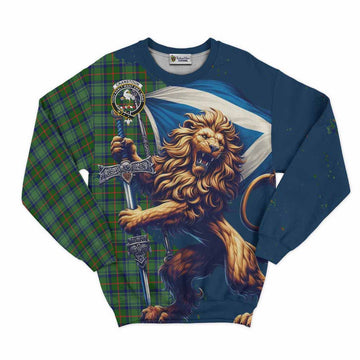 Cranstoun (Cranston) Tartan Family Crest Sweatshirt with Scottish Majestic Lion