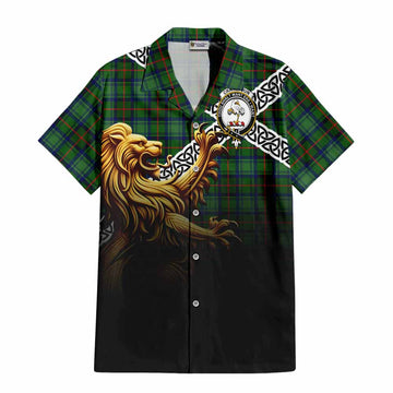 Cranstoun (Cranston) Crest Tartan Hawaiian Shirt with Golden Lion Emblem Celtic Style Kid - Tartan Vibes Clothing