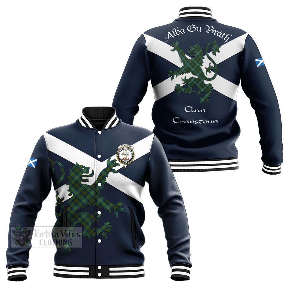 Tartan Vibes Clothing Cranstoun (Cranston) Tartan Lion Rampant Baseball Jacket – Proudly Display Your Heritage with Alba Gu Brath and Clan Name