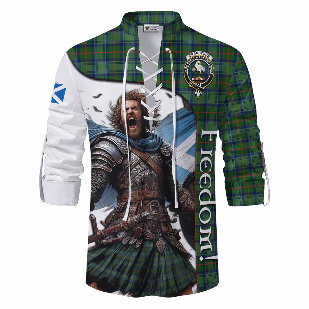 Tartan Vibes Clothing Cranstoun (Cranston) Crest Tartan Ghillie Kilt Shirt Inspired by the Freedom of Scottish Warrior