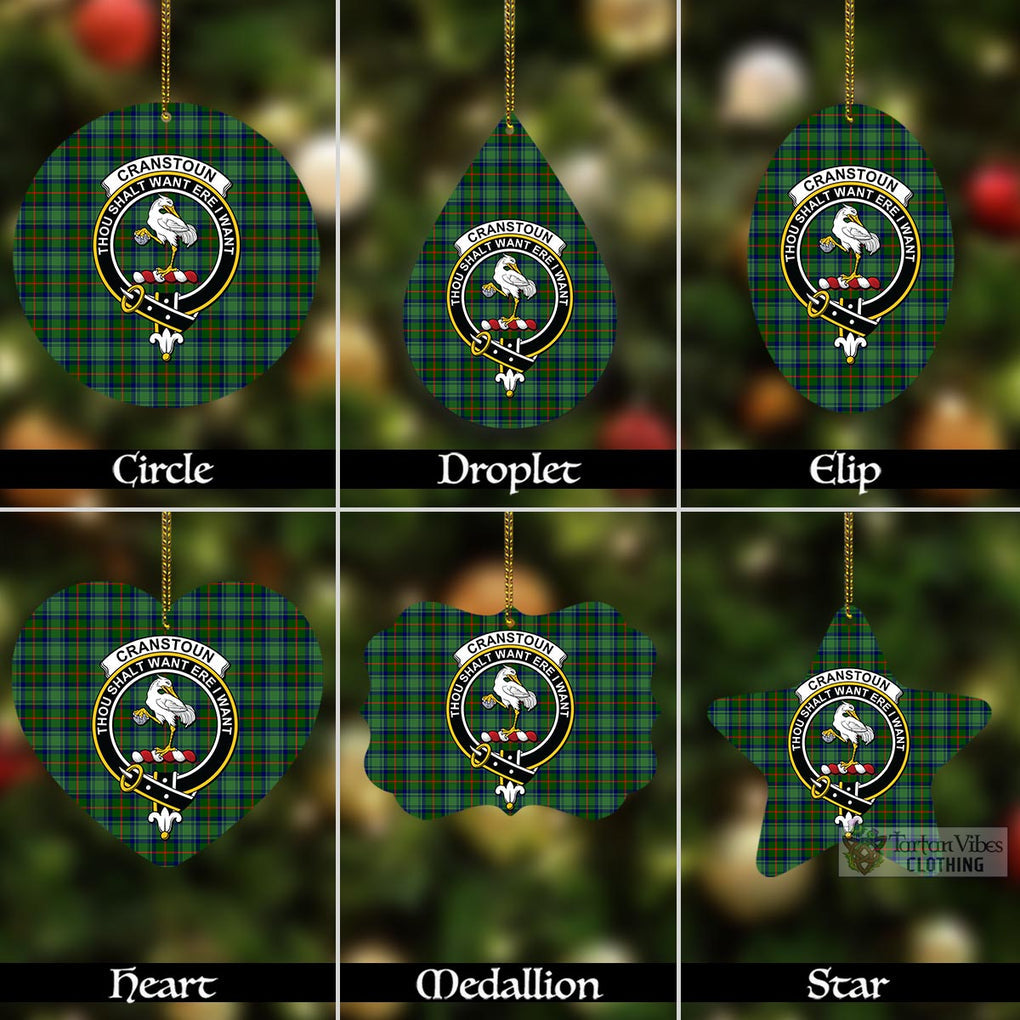 Tartan Vibes Clothing Cranstoun (Cranston) Tartan Christmas Aluminium Ornament with Family Crest