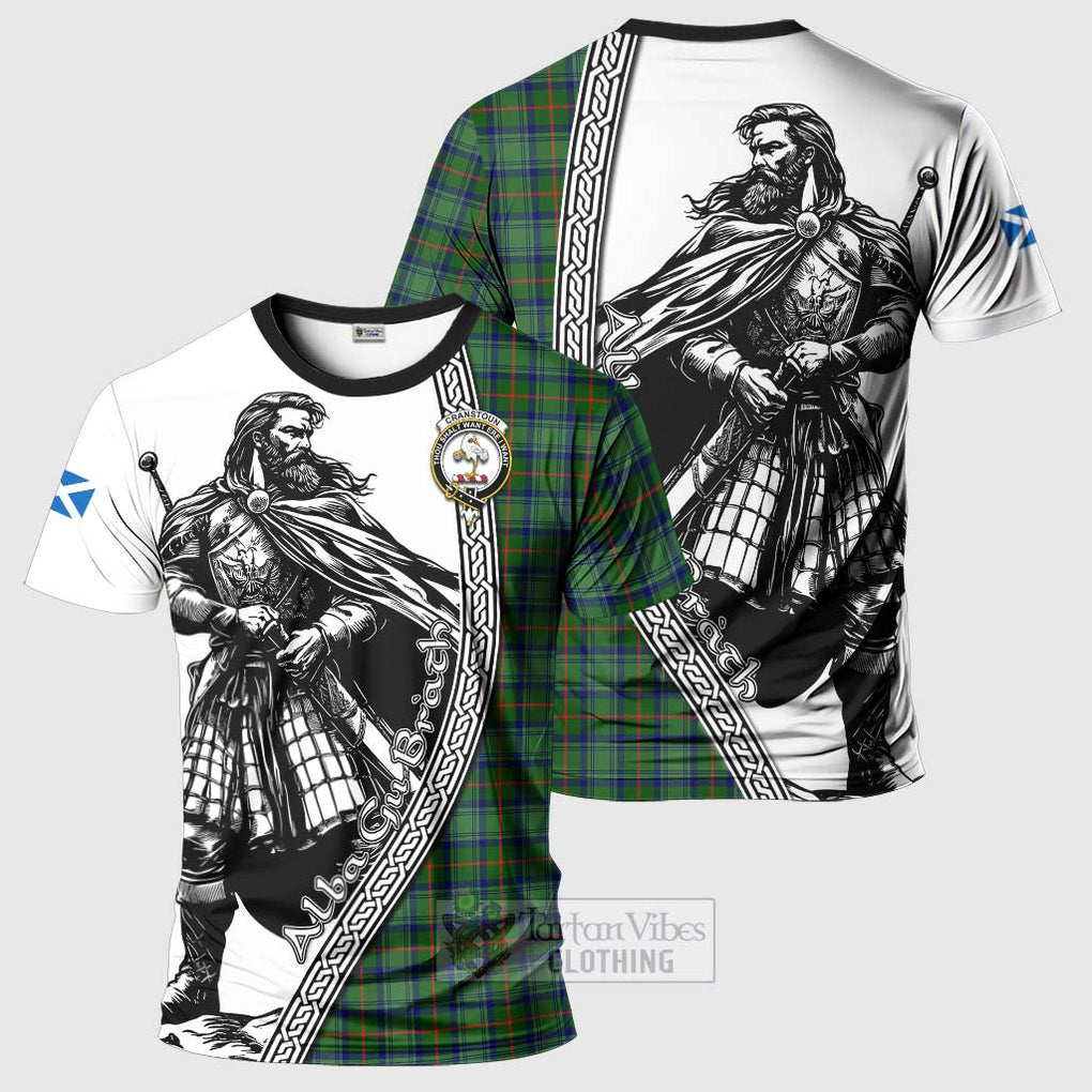 Tartan Vibes Clothing Cranstoun (Cranston) Tartan Clan Crest T-Shirt with Highlander Warrior Celtic Style