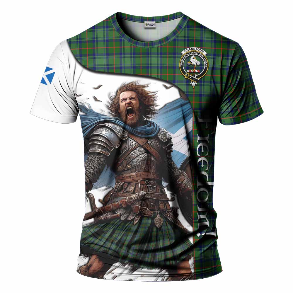 Cranstoun (Cranston) Crest Tartan T-Shirt Inspired by the Freedom of Scottish Warrior