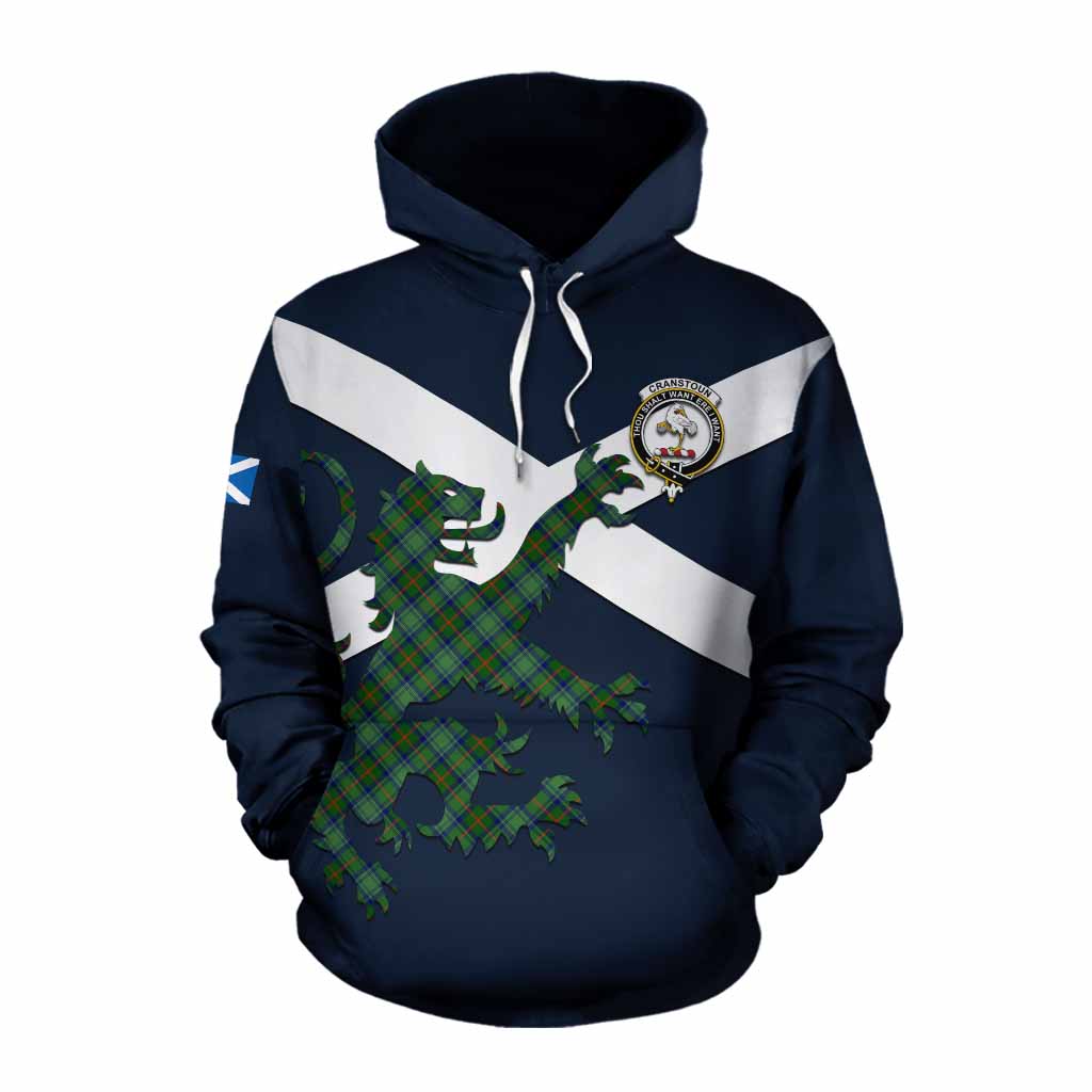 Tartan Vibes Clothing Cranstoun (Cranston) Tartan Lion Rampant Cotton Hoodie Proudly Display Your Heritage with Alba Gu Brath and Clan Name