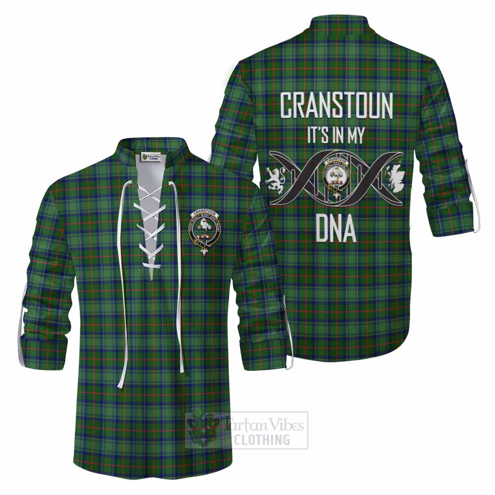 Tartan Vibes Clothing Cranstoun (Cranston) Tartan Ghillie Kilt Shirt with Family Crest DNA In Me Style