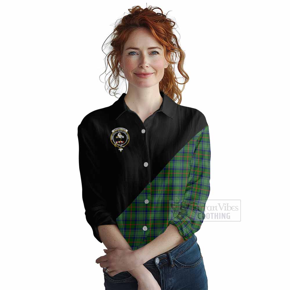 Tartan Vibes Clothing Cranstoun (Cranston) Tartan Women's Casual Shirt with Family Crest and Military Logo Style