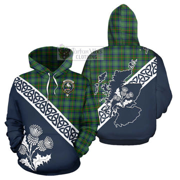 Cranstoun (Cranston) Tartan Hoodie Featuring Thistle and Scotland Map