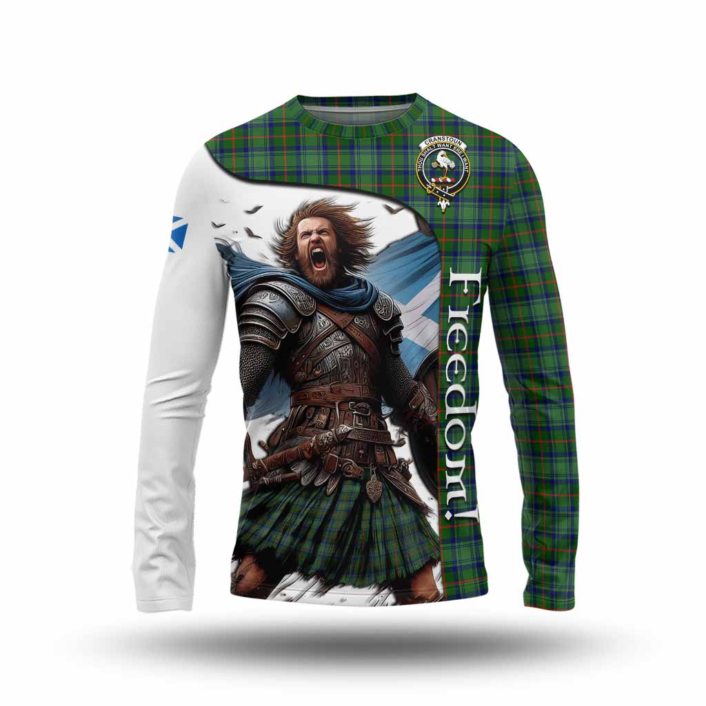 Tartan Vibes Clothing Cranstoun (Cranston) Crest Tartan Long Sleeve T-Shirt Inspired by the Freedom of Scottish Warrior