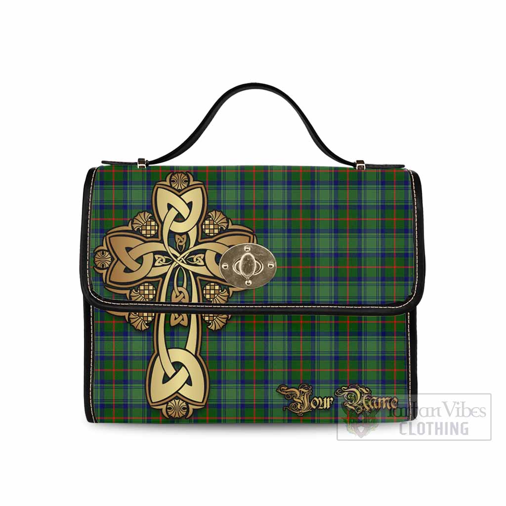 Tartan Vibes Clothing Cranstoun (Cranston) Tartan Waterproof Canvas Bag Golden Thistle Celtic Cross Style