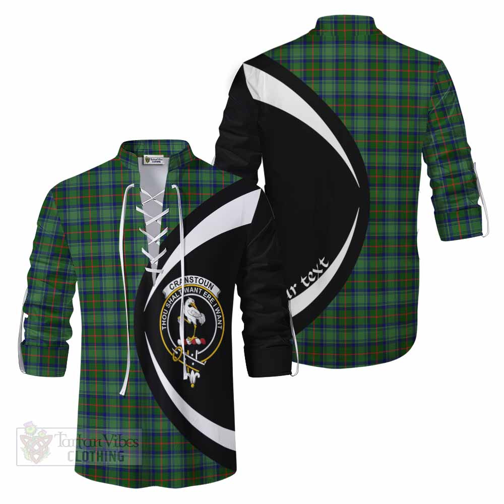 Tartan Vibes Clothing Cranstoun (Cranston) Tartan Ghillie Kilt Shirt with Family Crest Circle Style