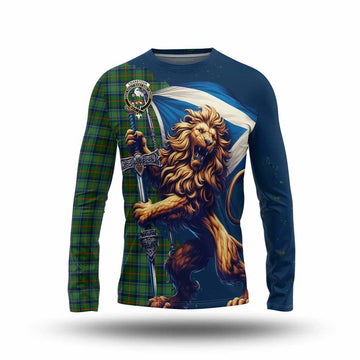 Cranstoun (Cranston) Tartan Family Crest Long Sleeve T-Shirt with Scottish Majestic Lion