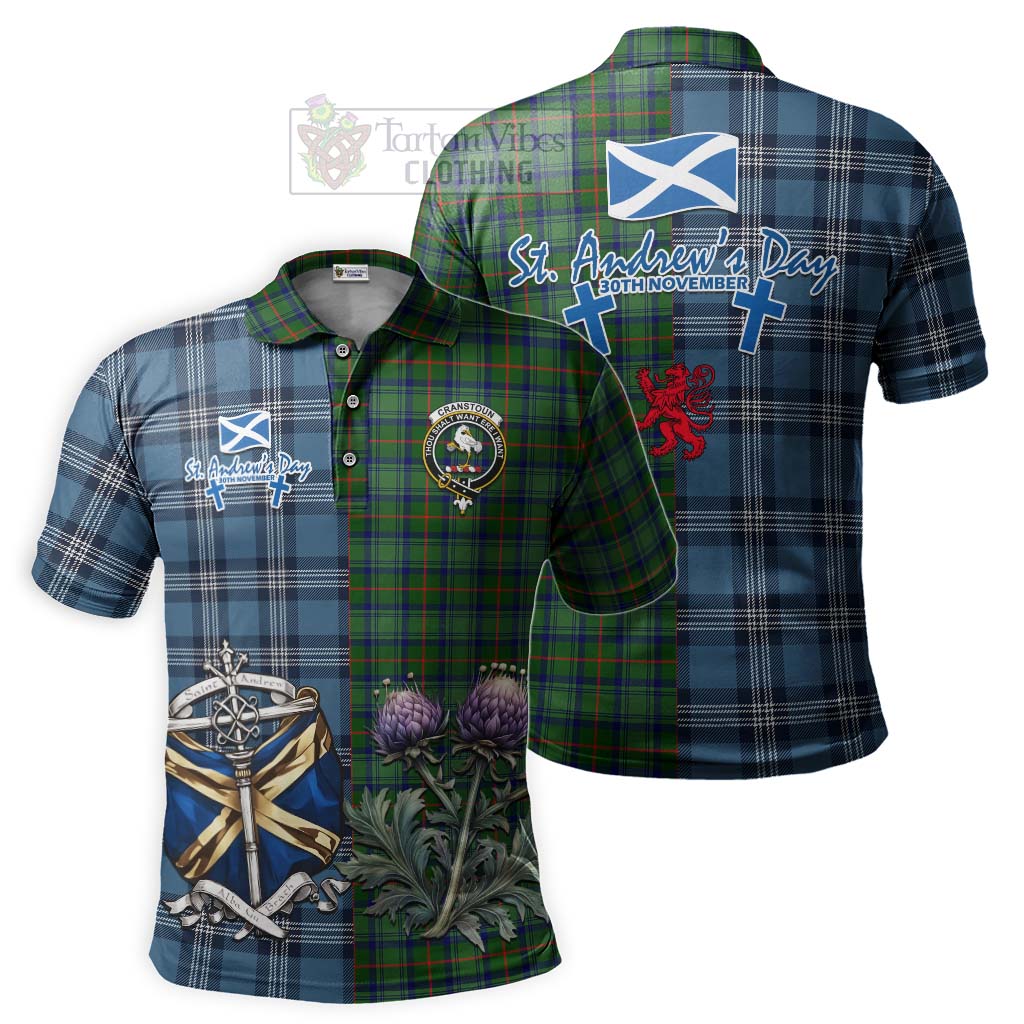 Tartan Vibes Clothing Cranstoun (Cranston) Tartan Polo Shirt Happy St. Andrew's Day Half Tartan Style