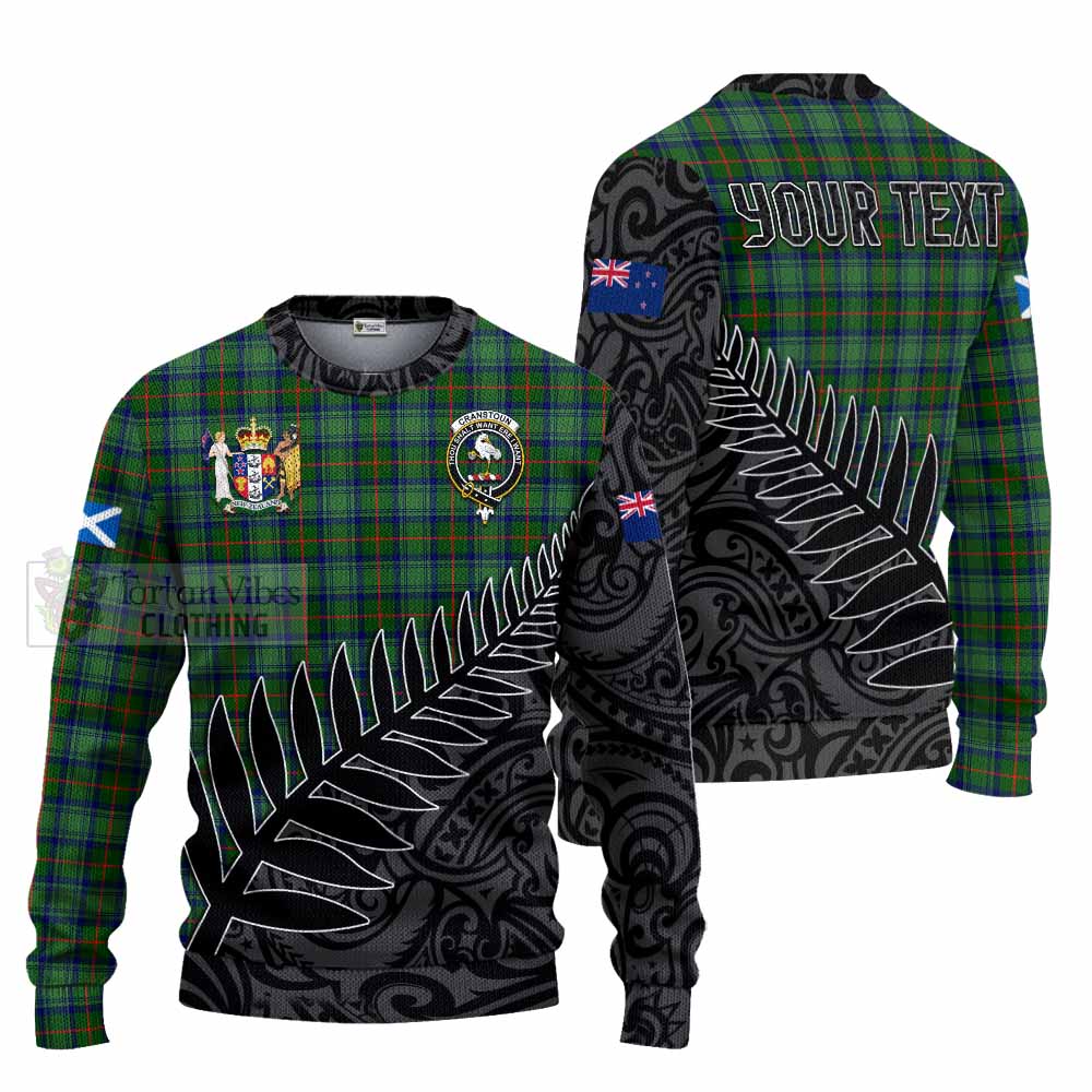 Tartan Vibes Clothing Cranstoun (Cranston) Crest Tartan Knitted Sweater with New Zealand Silver Fern Half Style