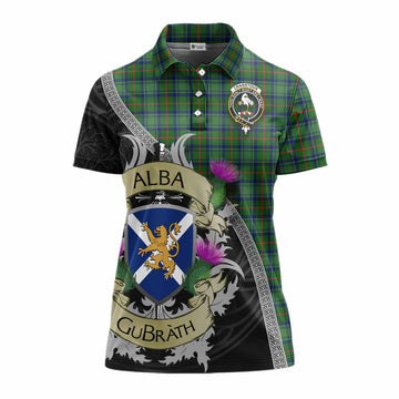 Cranstoun (Cranston) Tartan Family Crest Women's Polo Shirt Lion Rampant Royal Thistle Shield Celtic Inspired Women - Tartan Vibes Clothing