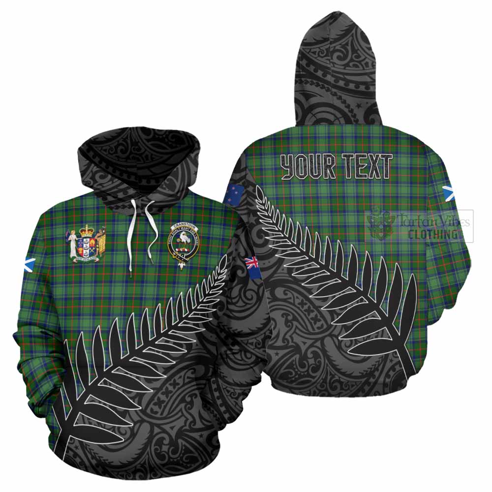 Tartan Vibes Clothing Cranstoun (Cranston) Crest Tartan Hoodie with New Zealand Silver Fern Half Style