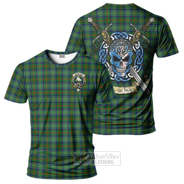 Cranstoun (Cranston) Tartan T-Shirt with Family Crest Celtic Skull Style