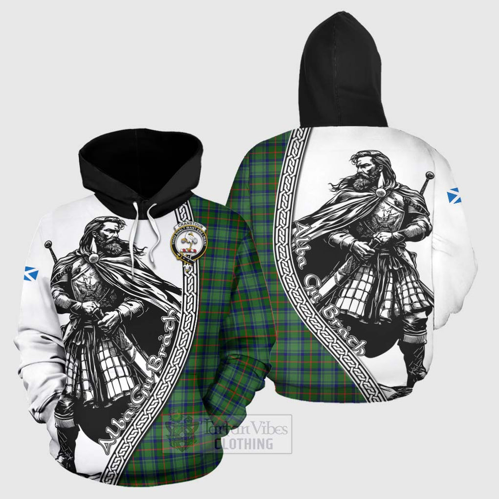 Tartan Vibes Clothing Cranstoun (Cranston) Tartan Clan Crest Hoodie with Highlander Warrior Celtic Style