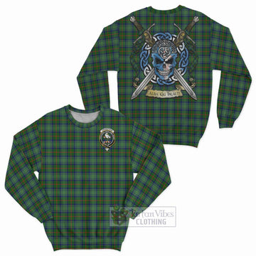 Cranstoun (Cranston) Tartan Sweatshirt with Family Crest Celtic Skull Style