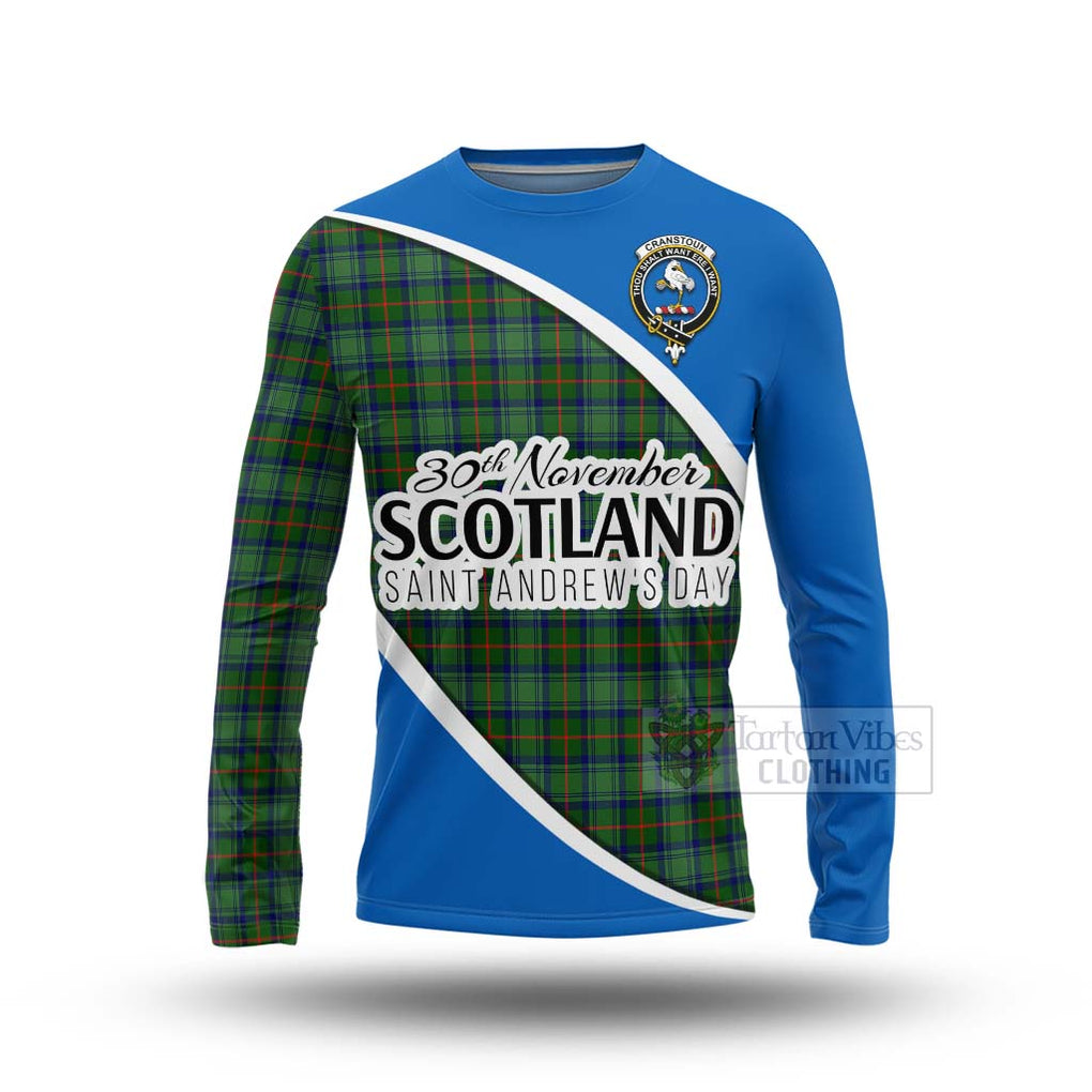 Tartan Vibes Clothing Cranstoun (Cranston) Family Crest Tartan Long Sleeve T-Shirt Celebrate Saint Andrew's Day in Style