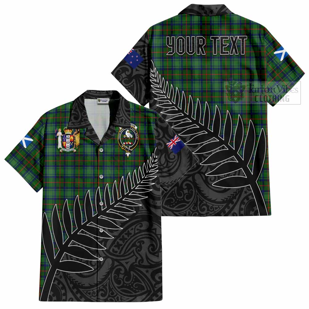 Tartan Vibes Clothing Cranstoun (Cranston) Crest Tartan Short Sleeve Button Shirt with New Zealand Silver Fern Half Style