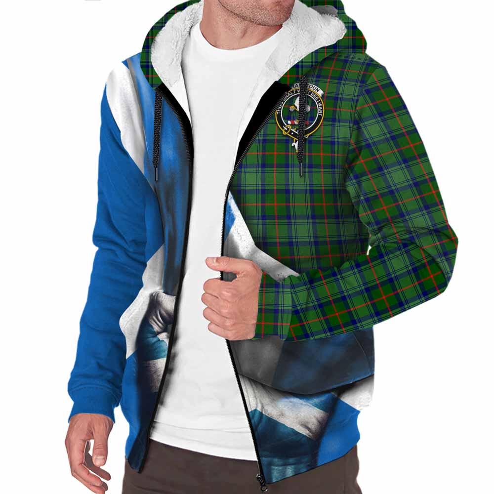 Tartan Vibes Clothing Cranstoun (Cranston) Tartan Sherpa Hoodie with Family Crest Scotland Patriotic Style