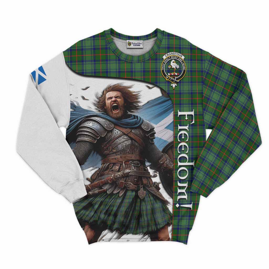 Tartan Vibes Clothing Cranstoun (Cranston) Crest Tartan Sweatshirt Inspired by the Freedom of Scottish Warrior