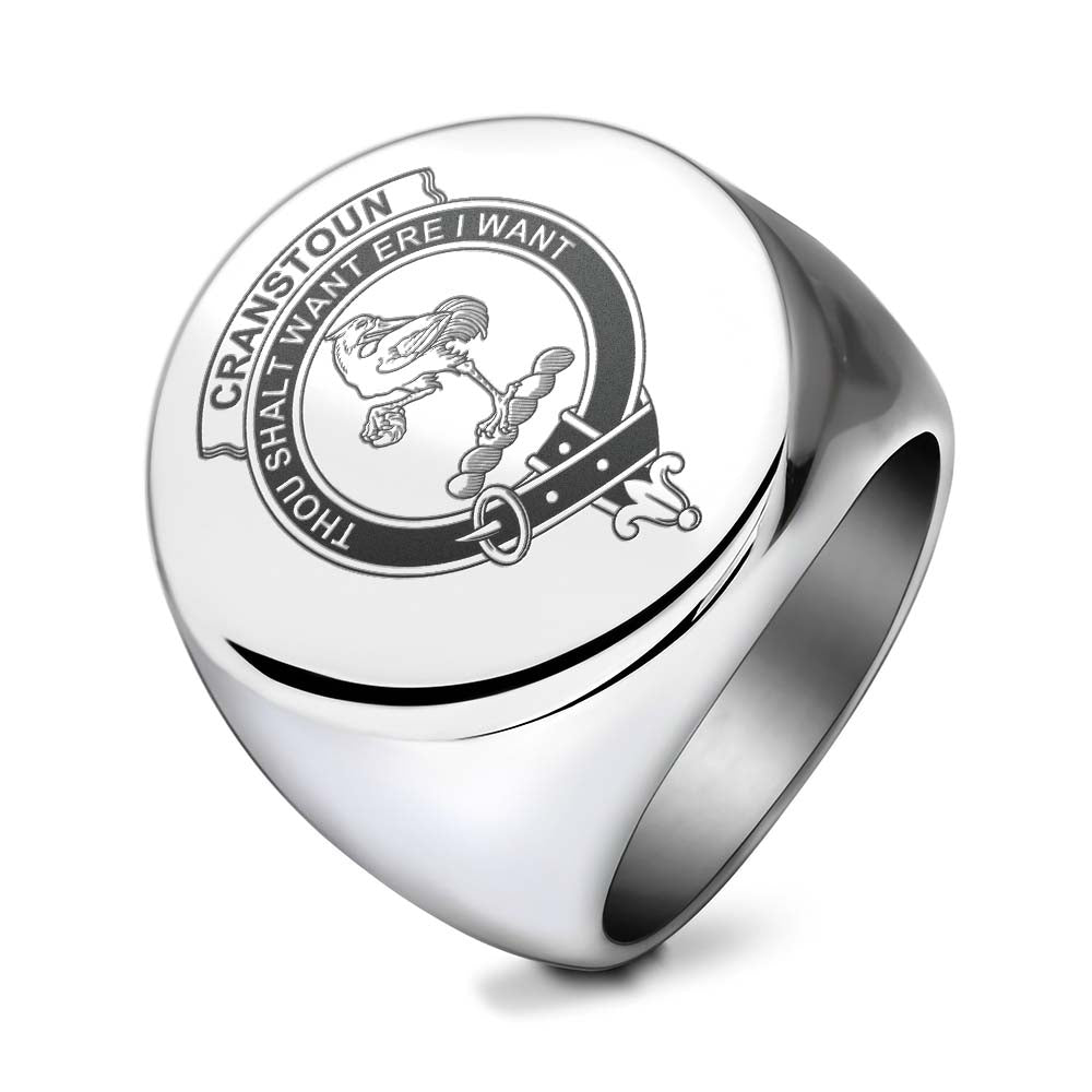 Tartan Vibes Clothing Cranstoun (Cranston) Clan Crest Engraved Ring