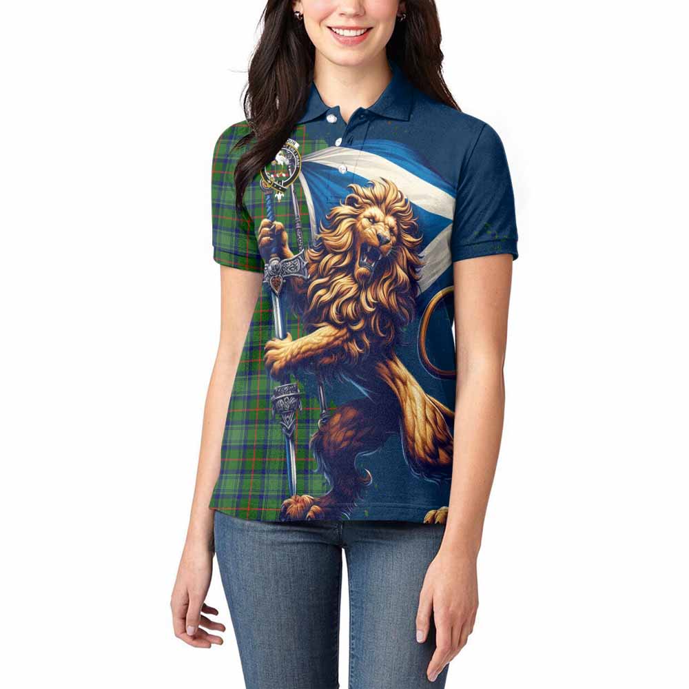 Tartan Vibes Clothing Cranstoun (Cranston) Tartan Family Crest Women's Polo Shirt with Scottish Majestic Lion