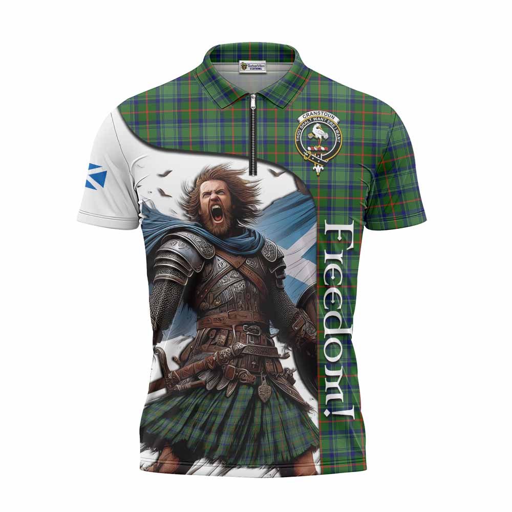 Tartan Vibes Clothing Cranstoun (Cranston) Crest Tartan Zipper Polo Shirt Inspired by the Freedom of Scottish Warrior