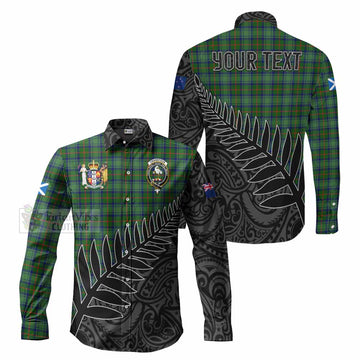 Cranstoun (Cranston) Crest Tartan Long Sleeve Button Shirt with New Zealand Silver Fern Half Style