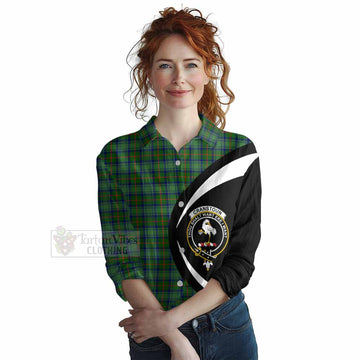 Cranstoun (Cranston) Tartan Women's Casual Shirt with Family Crest Circle Style