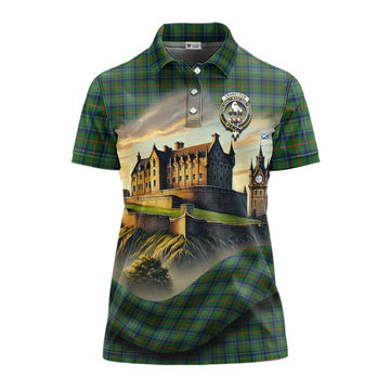 Cranstoun (Cranston) Tartan Family Crest Women's Polo Shirt with Scottish Ancient Castle Style Women - Tartan Vibes Clothing