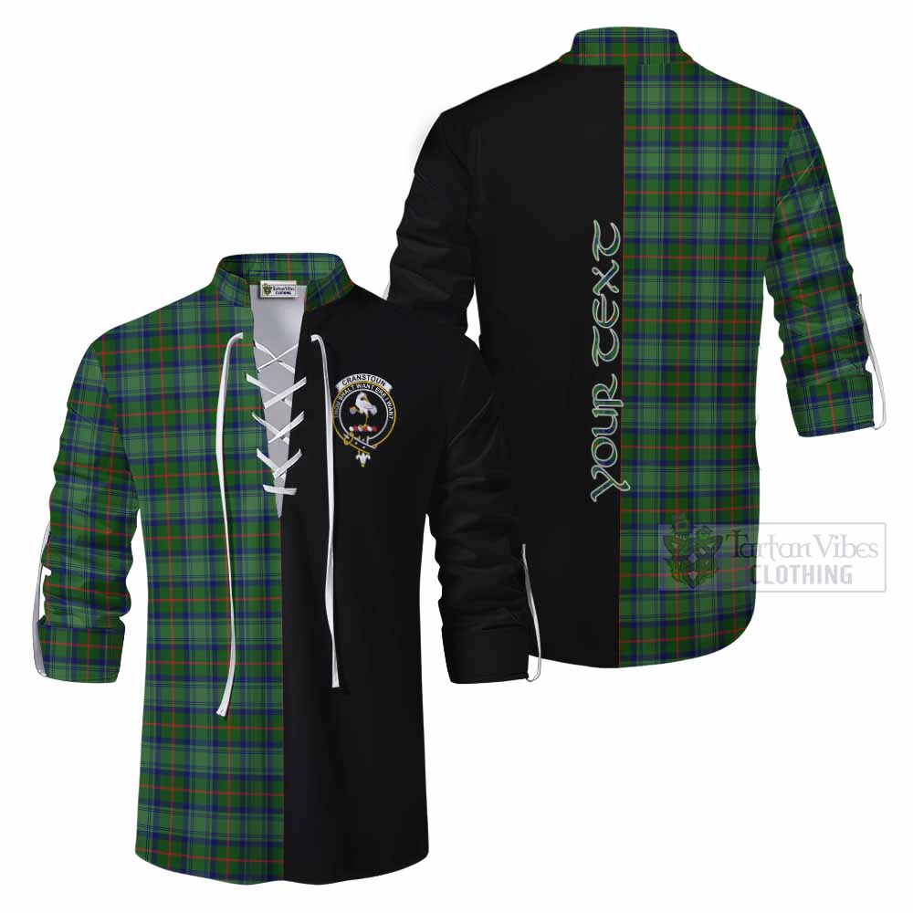 Tartan Vibes Clothing Cranstoun (Cranston) Tartan Ghillie Kilt Shirt with Family Crest and Half Of Me Style