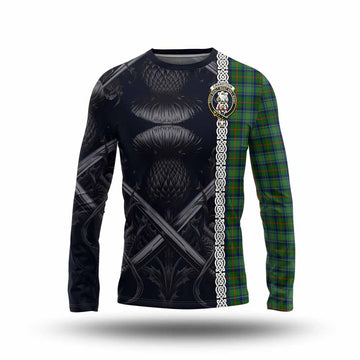 Cranstoun (Cranston) Tartan Long Sleeve T-Shirt with Family Crest Cross Sword Thistle Celtic Vibes Unisex - Tartan Vibes Clothing