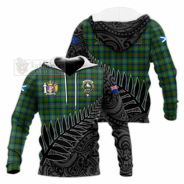 Cranstoun (Cranston) Crest Tartan Knitted Hoodie with New Zealand Silver Fern Half Style