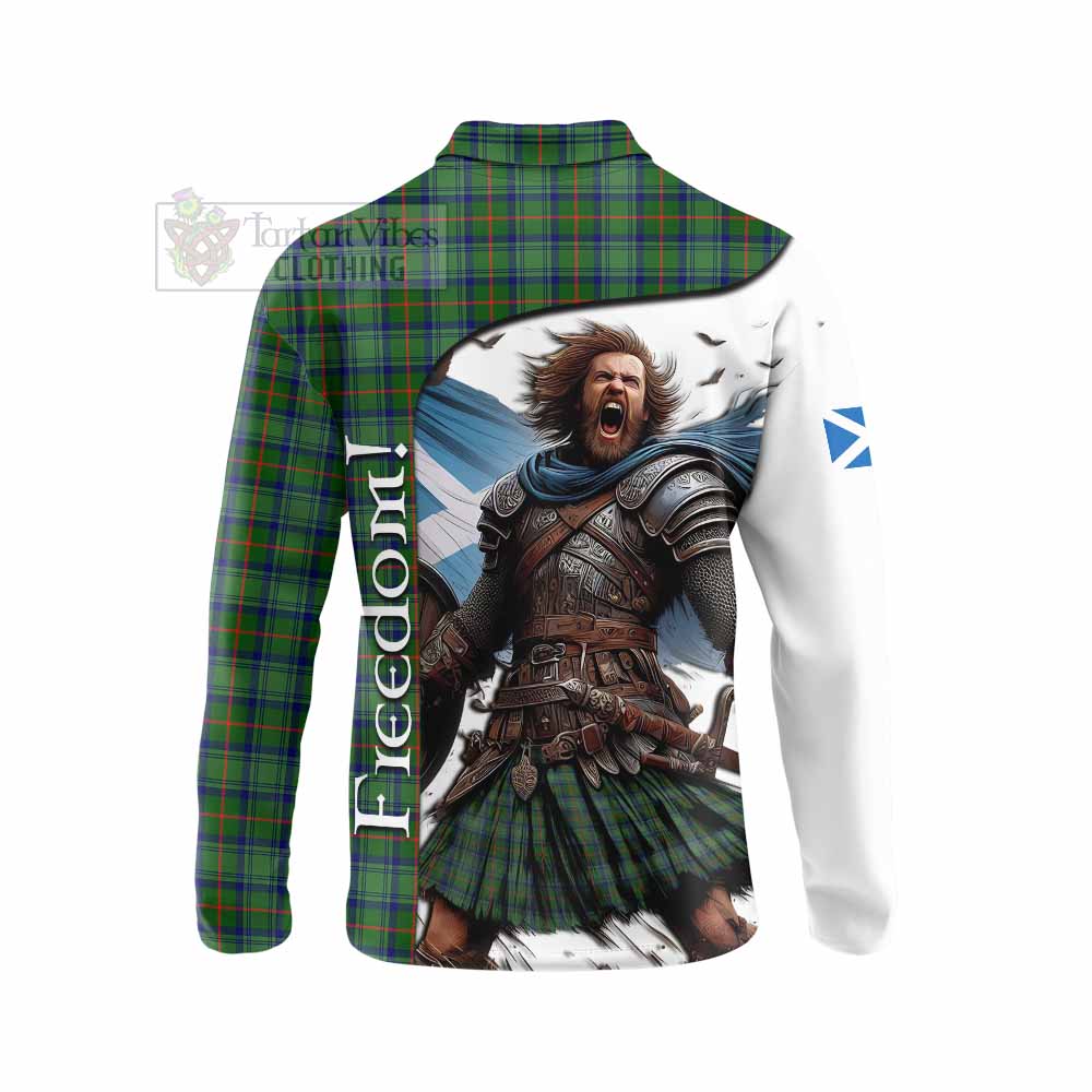 Tartan Vibes Clothing Cranstoun (Cranston) Crest Tartan Long Sleeve Polo Shirt Inspired by the Freedom of Scottish Warrior