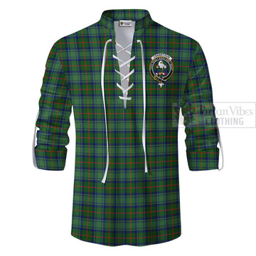 Cranstoun (Cranston) Tartan Ghillie Kilt Shirt with Family Crest Celtic Skull Style