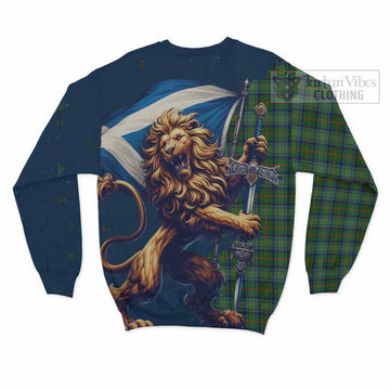 Cranstoun (Cranston) Tartan Family Crest Sweatshirt with Scottish Majestic Lion