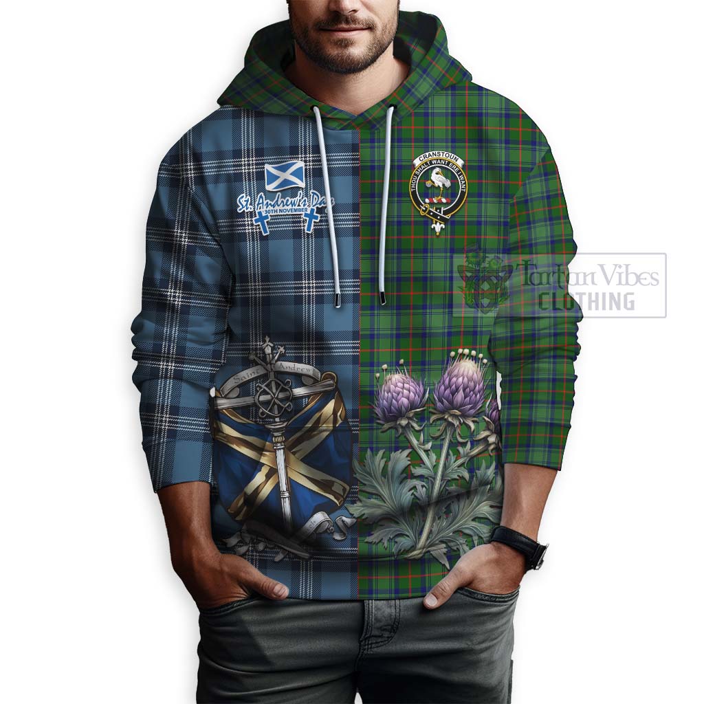 Tartan Vibes Clothing Cranstoun (Cranston) Tartan Hoodie Happy St. Andrew's Day Half Tartan Style