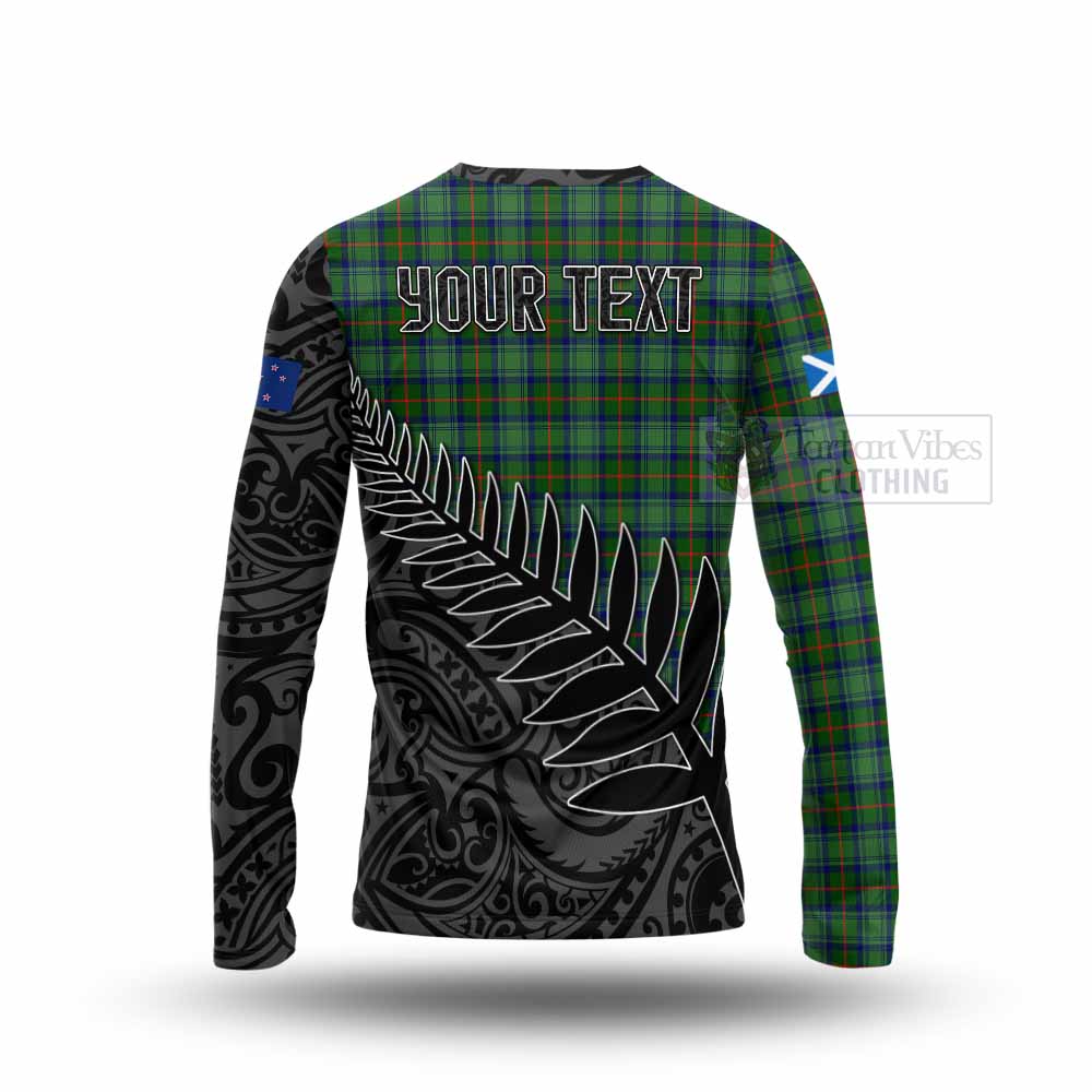 Tartan Vibes Clothing Cranstoun (Cranston) Crest Tartan Long Sleeve T-Shirt with New Zealand Silver Fern Half Style