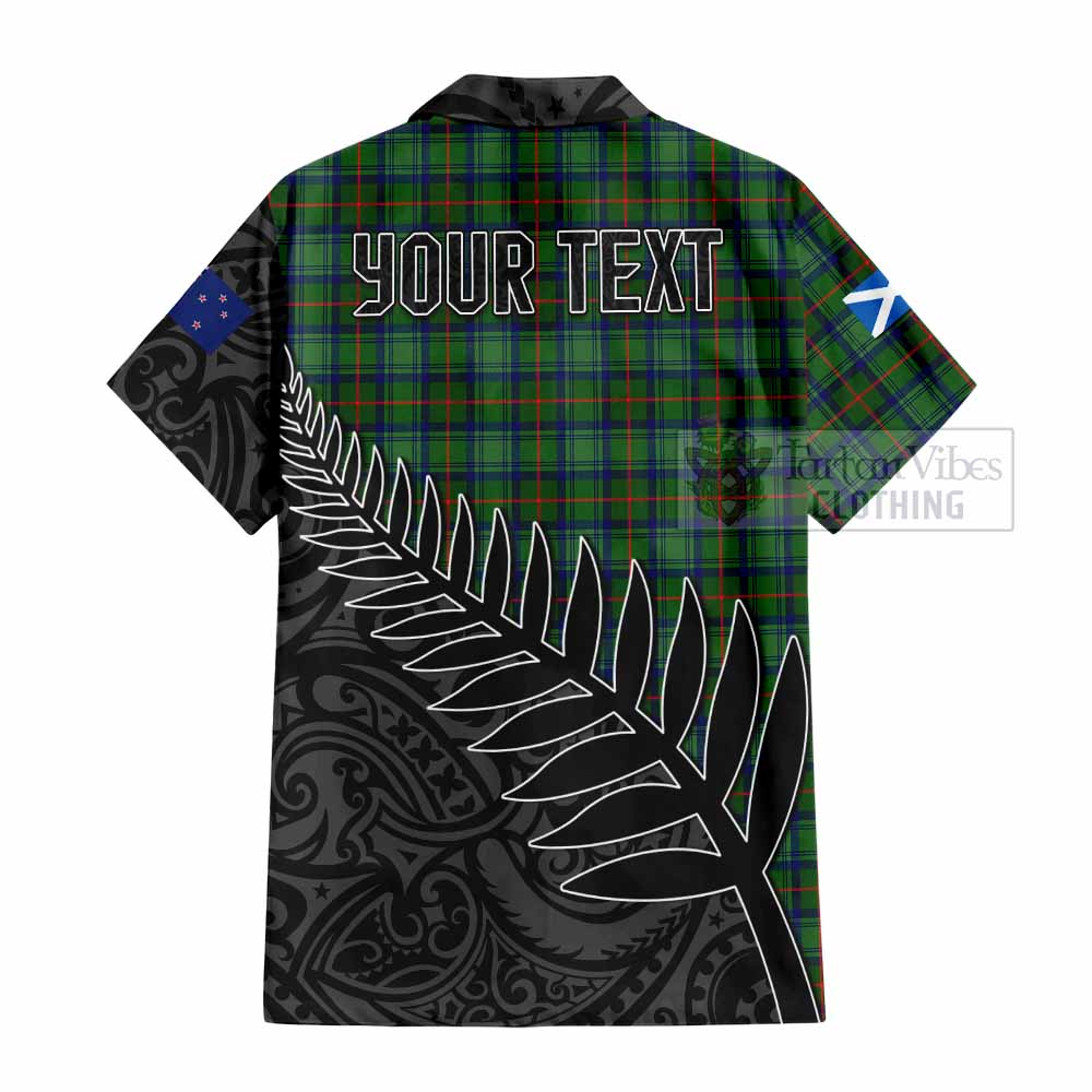 Tartan Vibes Clothing Cranstoun (Cranston) Crest Tartan Short Sleeve Button Shirt with New Zealand Silver Fern Half Style