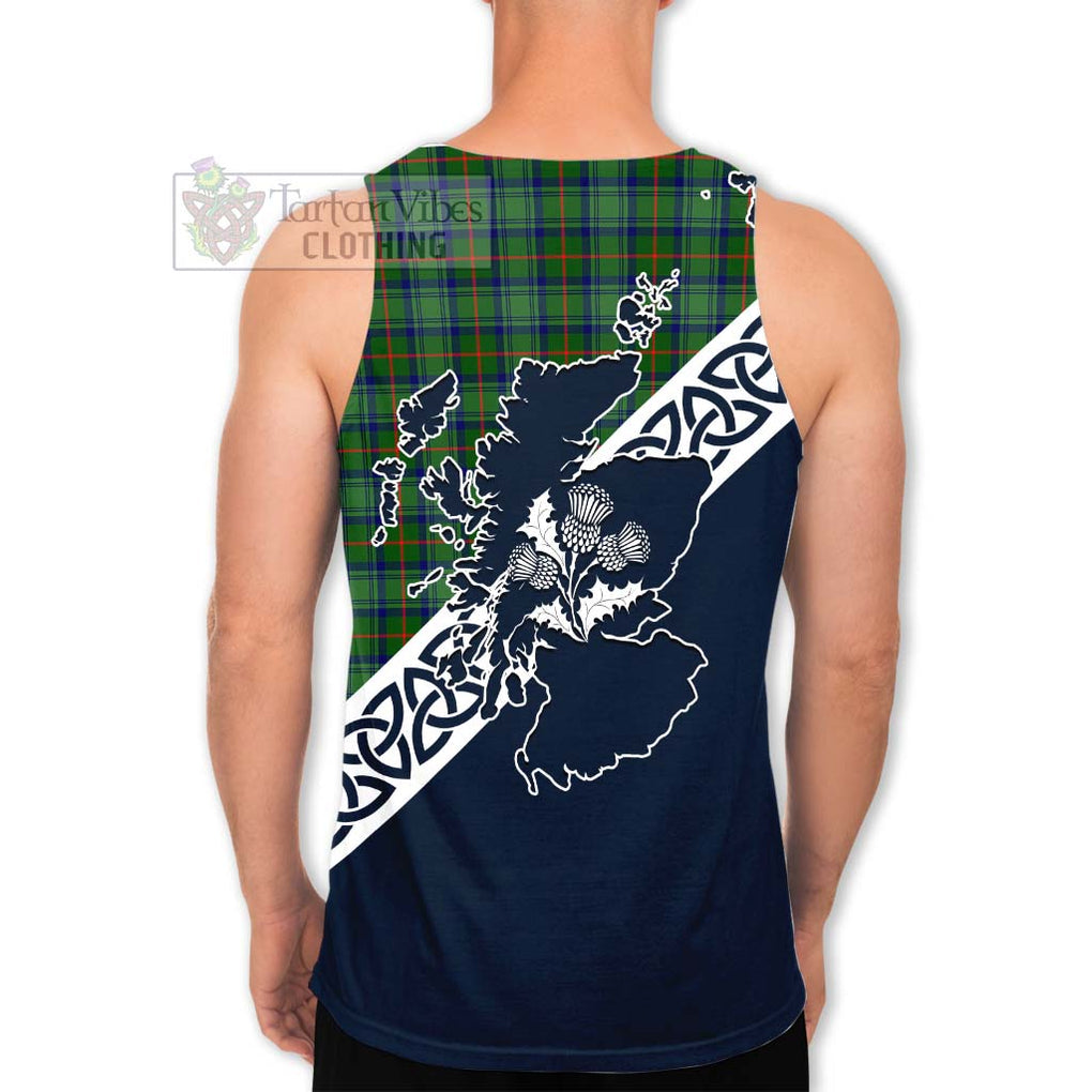 Tartan Vibes Clothing Cranstoun (Cranston) Tartan Men's Tank Top Featuring Thistle and Scotland Map