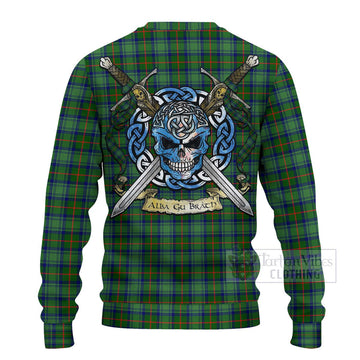 Cranstoun (Cranston) Tartan Ugly Sweater with Family Crest Celtic Skull Style