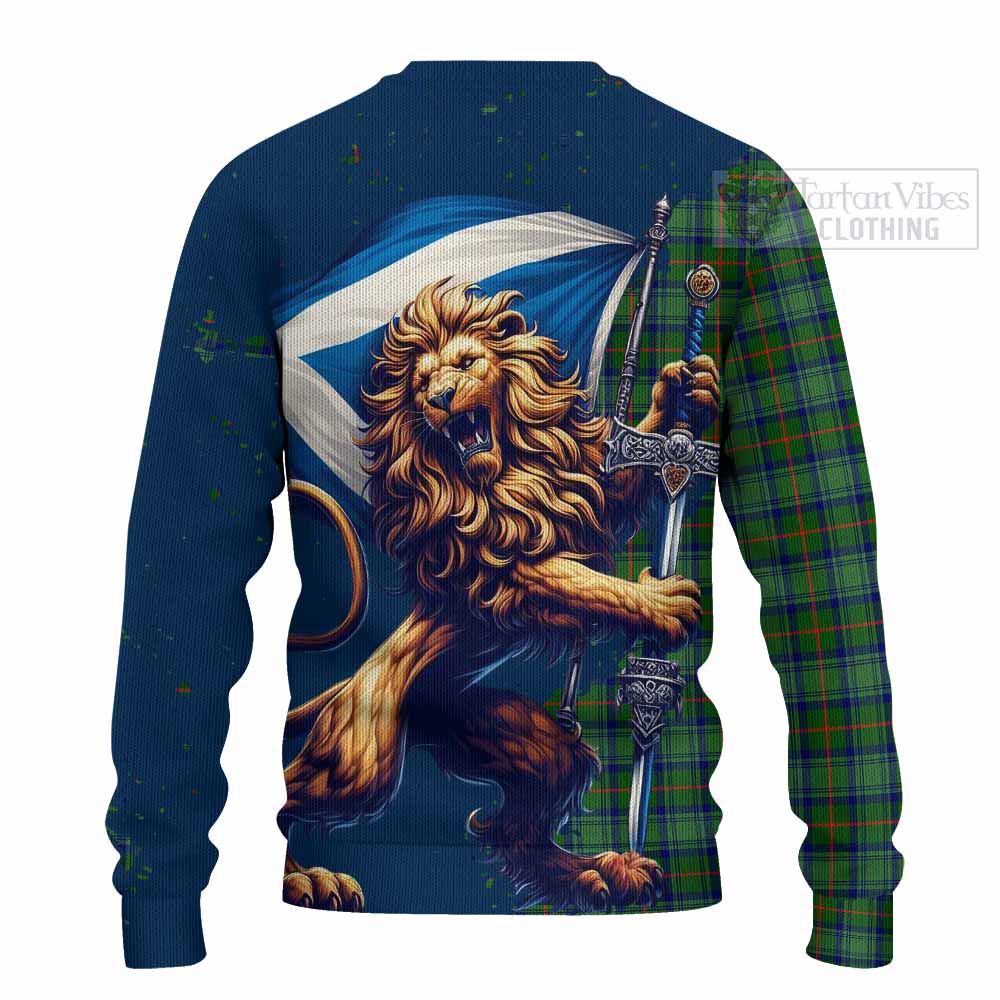 Tartan Vibes Clothing Cranstoun (Cranston) Tartan Family Crest Knitted Sweater with Scottish Majestic Lion