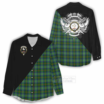 Cranstoun (Cranston) Tartan Women's Casual Shirt with Family Crest and Military Logo Style