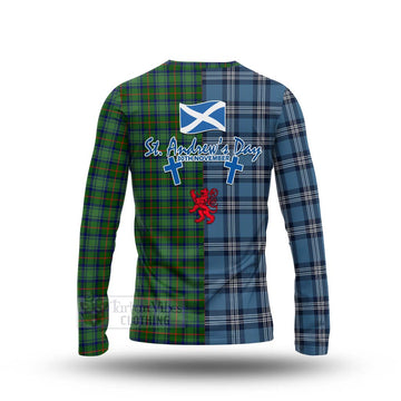 Cranstoun (Cranston) Tartan Long Sleeve T-Shirt Happy St. Andrew's Day Half Tartan Style