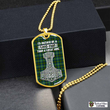 Cranstoun (Cranston) Tartan Dog Tag Necklace Viking Mjolnir Style