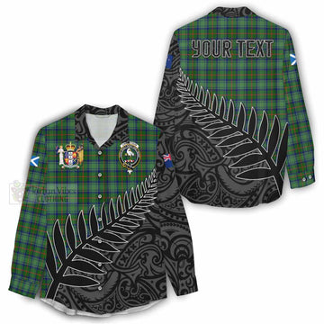 Cranstoun (Cranston) Crest Tartan Women's Casual Shirt with New Zealand Silver Fern Half Style